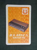 Kártyanaptár,Videoton,RA 4324 S Orfeusz rádió erősítő,1976  (licites)