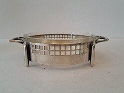 Argentor kínáló szecessziós art deco stílusban eredeti, hibátlan üvegbetéttel, cukortartó, bonbonier
