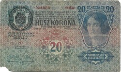 20 korona 1913 I. kiadás Román bélyegzés