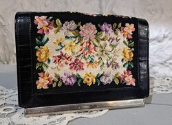 Vintage needlepoint, theatrical small handbag  hand petit point