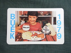 Kártyanaptár,Debrecen tejipari vállalat,iskolatej,Hajdú sajt,gyerek modell,1979  (licites)