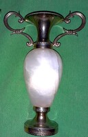 Nagyon szép OLASZ fém / ONYX AMFORA VÁZA KORSÓ asztali / pollcdísz 14 cm képek szerint