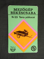 Kártyanaptár,Békéscsaba Mezőgép,Kistraktor Terra pótkocsi,1975  (licites)