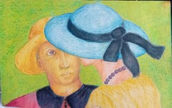 Ismeretlen festő : Kalapos ifjú pár