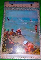 Old flawless artist postcard and plastic foil hand-stitched photo album 34 x 23 cm 17 inner pages