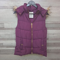H&M lila kamaszlány mellény levehető szőrmés kapucnival, 14 év