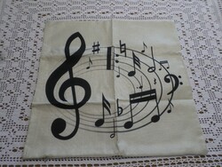 Vászon kottás, zippes díszpárna huzat.