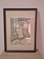 B.Hajdú László: Madonna- Eredeti szitanyomat/grafika (1983)