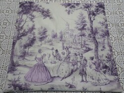 Toile de Jouy elegáns puha plüss zippes díszpárna huzat.