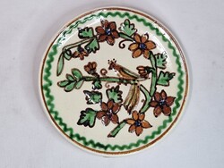 Máthé Imre készítette madár és virág mintás hibátlan korondi kerámia tányér 17,5 cm. átmérőjű