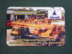 Kártyanaptár,Dévgép Kaposvár,teherautó,munkagép,traktor,darusautó,2002  (3)