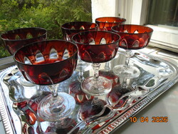 1970 JG Durand ritka Gothic/Rubilux sorozat Francia kristály pezsgős pohár készlet Cristal d'Arques