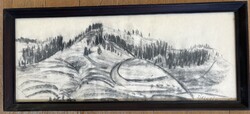Hegyi táj - grafika - szén/grafit