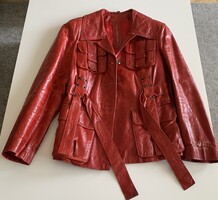 Gianfranco Ferre GF red leather jacket coat valódi bőr kabát dzseki piros különleges