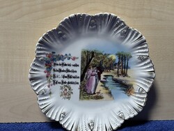 Régi jelenetes porcelán tányér