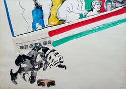 Lisziák Elek Lexy (1939-2007): Pop-Art alkotás (Beatles, Nemzeti Magyar Zászló.. )1969