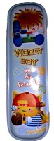 1990'S minőségi An Apple A Day WOODY BOY és Barátai fém lemez egyterű mese tolltartó képek szerint