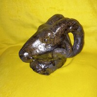 "Kosfej ". Iparművészeti alkotás. Kerámia/thun/cserép/agyag figura, szobor.