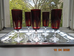 1970 JG Durand ritka Gothic/Rubilux sorozat Francia kristály pezsgős kehely készlet Cristal d'Arques