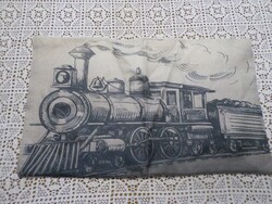 Vonatos zippes vászon díszpárna huzat.