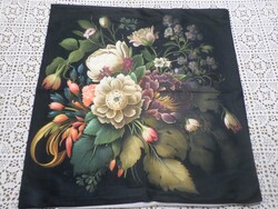 Virágos, pillangós puha plüss, zippes díszpárna huzat.