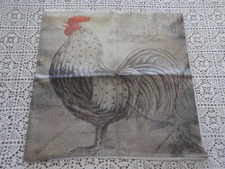 Kakasos vászon zippes díszpárna huzat.