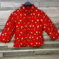 H&M piros virágos meleg kabát 116