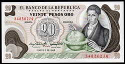 Kolumbia 20 pesos UNC 1983