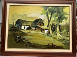 Fassel L'ousa Ferenc "Tanyaudvar" 50 x 70 cm  olajfestmény