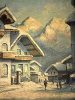 (K) Eduard Bauer-Bredt (1878-1939) : Alpesi városrészlet