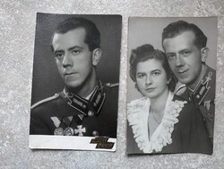 II. világháborús magyar tiszt fotók – kitüntetésekkel, dedikált (1942–43)