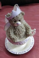 Régi maci csészében ülő koronás 8 x 6 cm Boyds Bears Teabearies