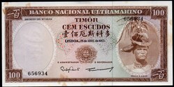 Timor 100 escudos UNC (oxidfolt) 1963