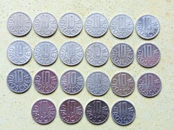 Ausztria 22 db Különböző Érme 10 Groschen 1952-1996