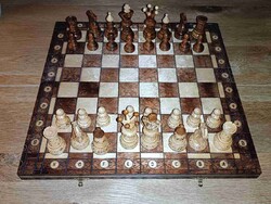 NAGY!!! 49x48cm Vintage sakk készlet tábla európai stílusú faragott GYÖNYÖRŰ!