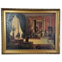 Kárpáthy László: Barokk szobabelső, olaj,vászon, 70 x 90 cm  - 53469