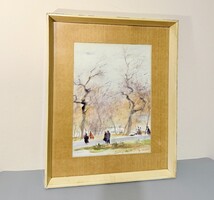 Diósy Antal (1895–1977) - Városligeti részlet – akvarell / 27x37 cm / Képcsarnokos