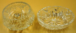 2 db  kristály üveg  kínáló, tálka, ovális 11.7 x 9 cm,3,8 cm magas, kerek átmérő 9.2cm,7,3 cm magas