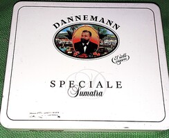 Régi DANNEMANN SPECIALE SUMATRA fém lemez szivarkás doboz 8 x 9 cm a képek szerint