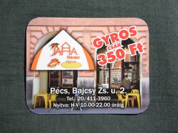 Kártyanaptár,Kisebb méret,Jaffa Gyros étterem,Pécs,2009  (3)