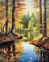 Dabronaki Őszi tópart 50x40 cm olaj-vászon festmény