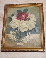 Kenderessy Lajos (1956):Rózsák vázában-Olaj, vászon csendélet!