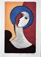 Aknay János - Őrangyal 42 x 30 cm computer print, merített papír