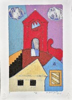 Aknay János - Az én Szentendrém 42 x 30 cm computer print, merített papír