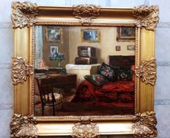 Antik enteriőr festmény