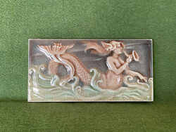 Szecessziós csempe sellővel. (Zsolnay?)