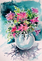 Kovács Anna Brigitta:Bouquet of flowers II -  watercolor painting - Csokor virág - akvarell festmény