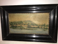 Guzsik Ödön(1902-1954) - Vár a Duna mentén- 1920as évek,nagyméretű, olaj/vászon festmény