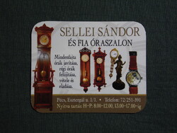 Kártyanaptár,kis méret,Sellei Sándor óraszalon üzlet,javítás,antik karóra, álló óra Pécs,2009  (3)