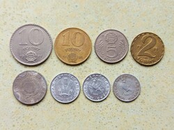 Magyarország 8 db Különböző Érme 10 20 Fillér 1 2 5 10 Forint 1969-1989
